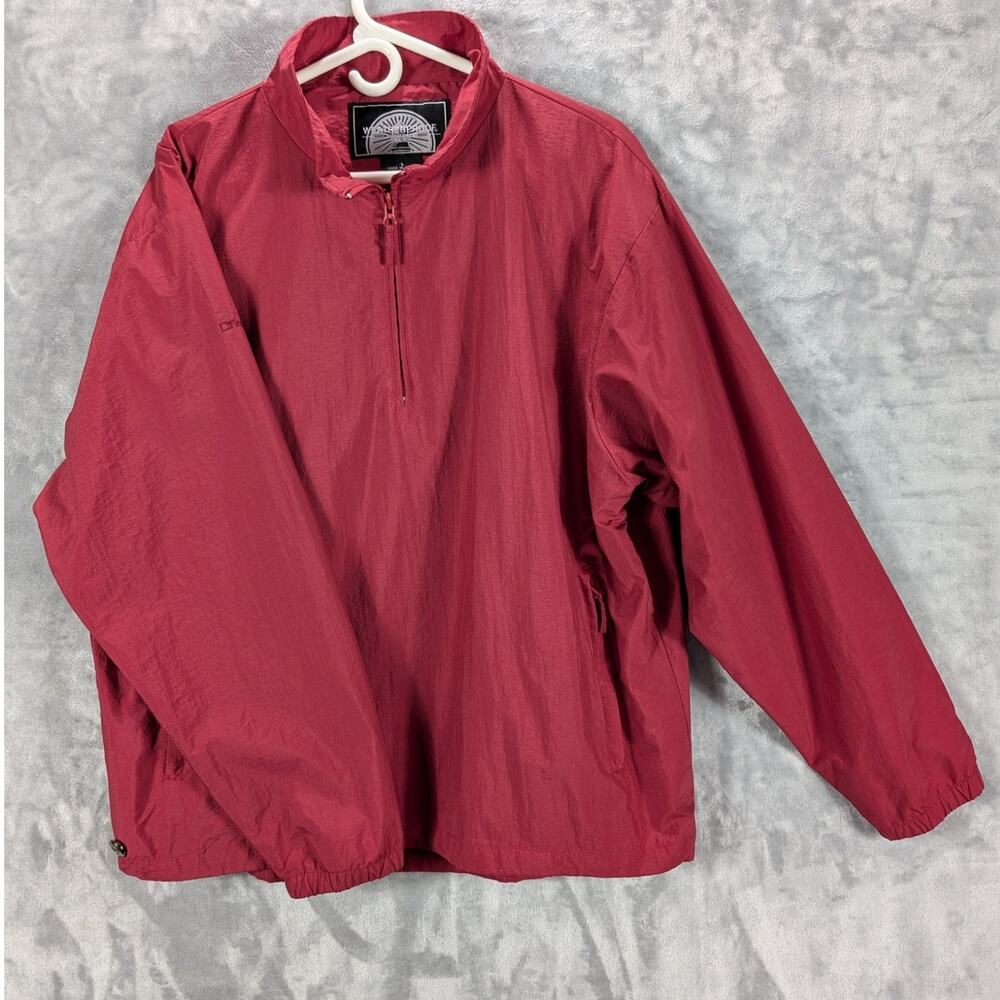 Weatherproof Golf pullover Mens Large Red Quarter Zip Long Sleeve Rain Jacket